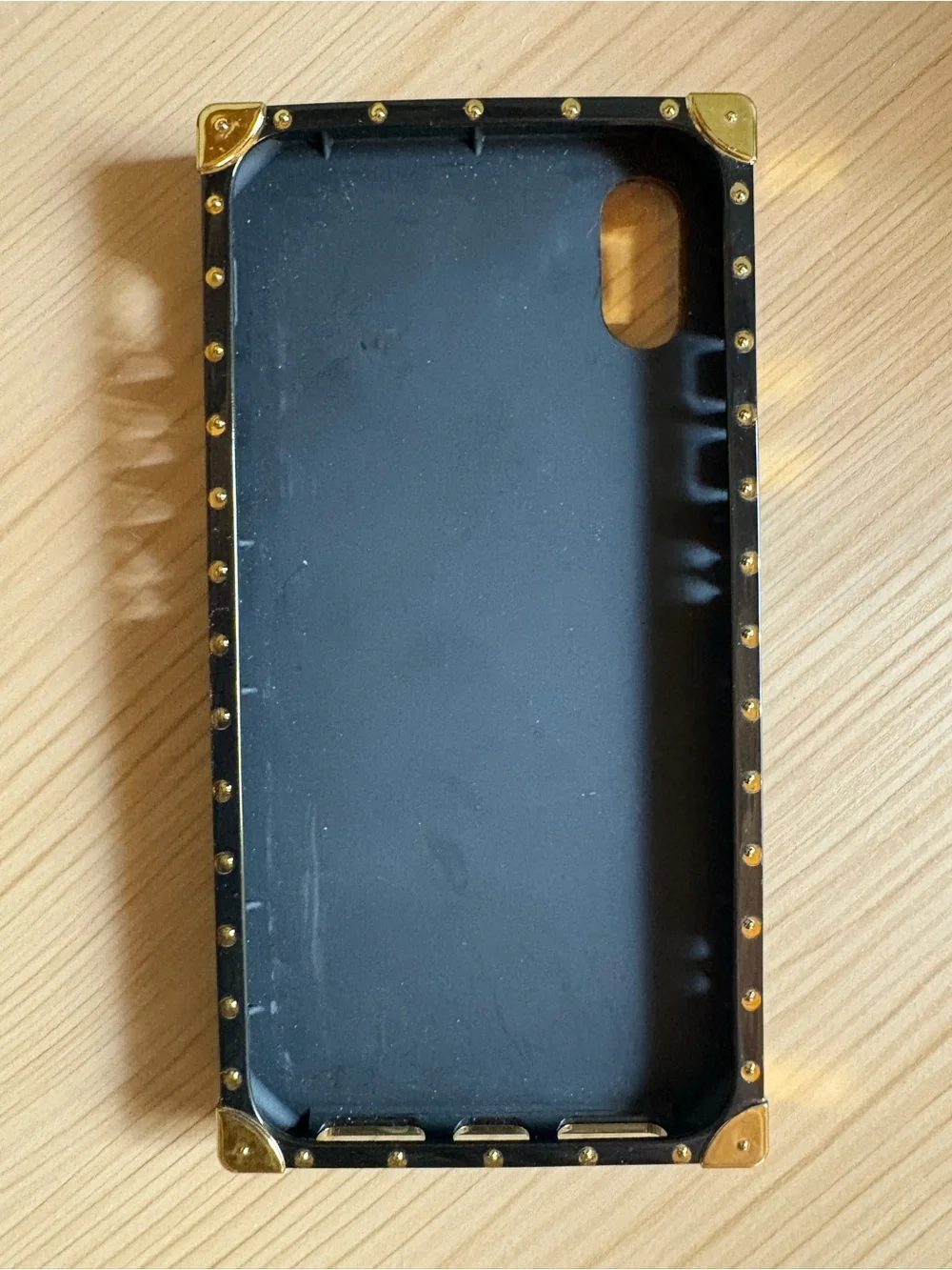 Designer Looking LV Monogram Trunk-Style Phone Case with Gold Hardware